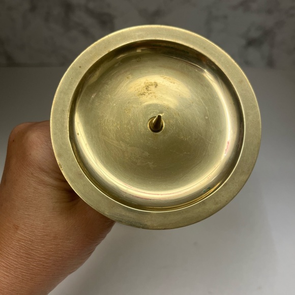 Vintage Large Solid Brass Pillar Candle Holder/Pedestal Candle Holder/Farmhouse - Picture 5 of 7